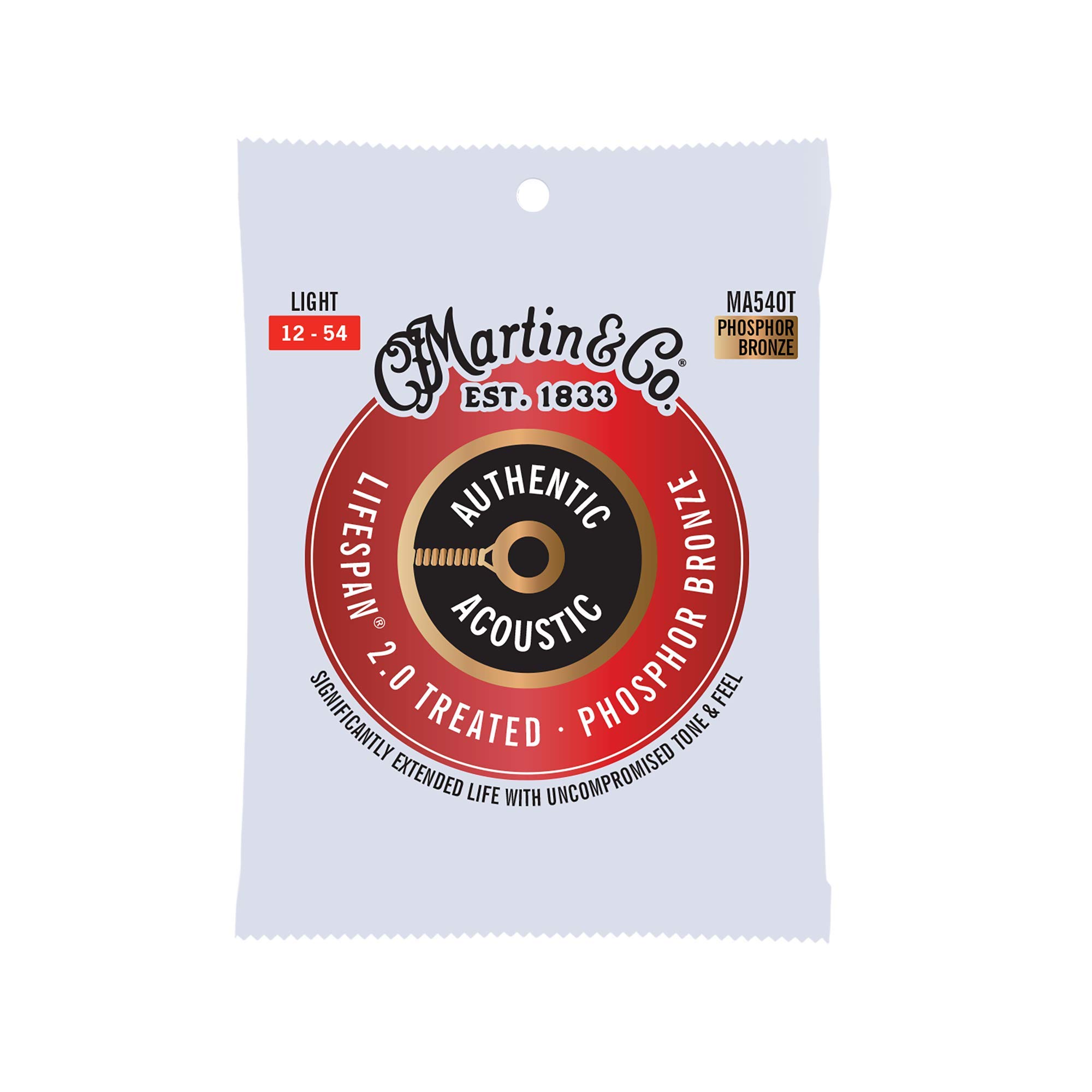 

MARTIN AUTHENTIC ACOUSTIC Treated Acoustic Guitar Strings with Lifespan 2.0 MA540T Light .012-.054