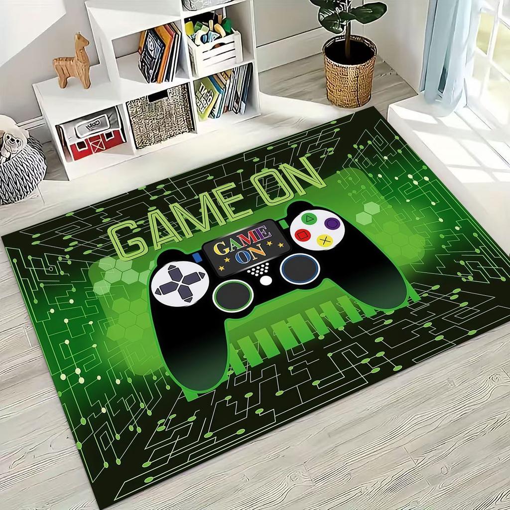 27 Stil Gamer Zone Game Controller Cartoon Spielzimmer Teppich für Schlafzimmer Wohnzimmer Sofa Zuhause Fußmatte Dekoration, Rutschfeste Bodenmatte