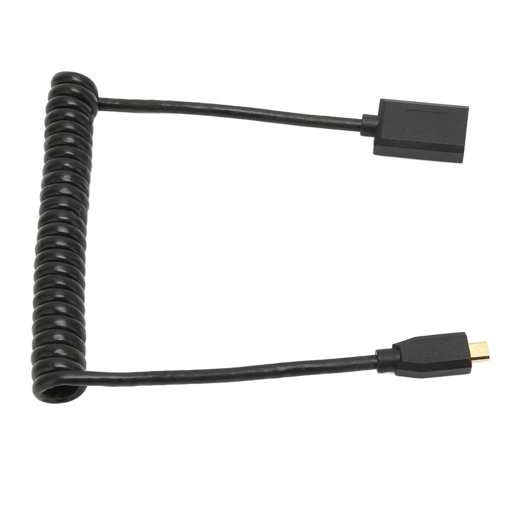 HD Multimedia Interface Cable Micro To Female 8K 60Hz 48Gbps Coiled Video Adapter Cord for Tablet TV Camera