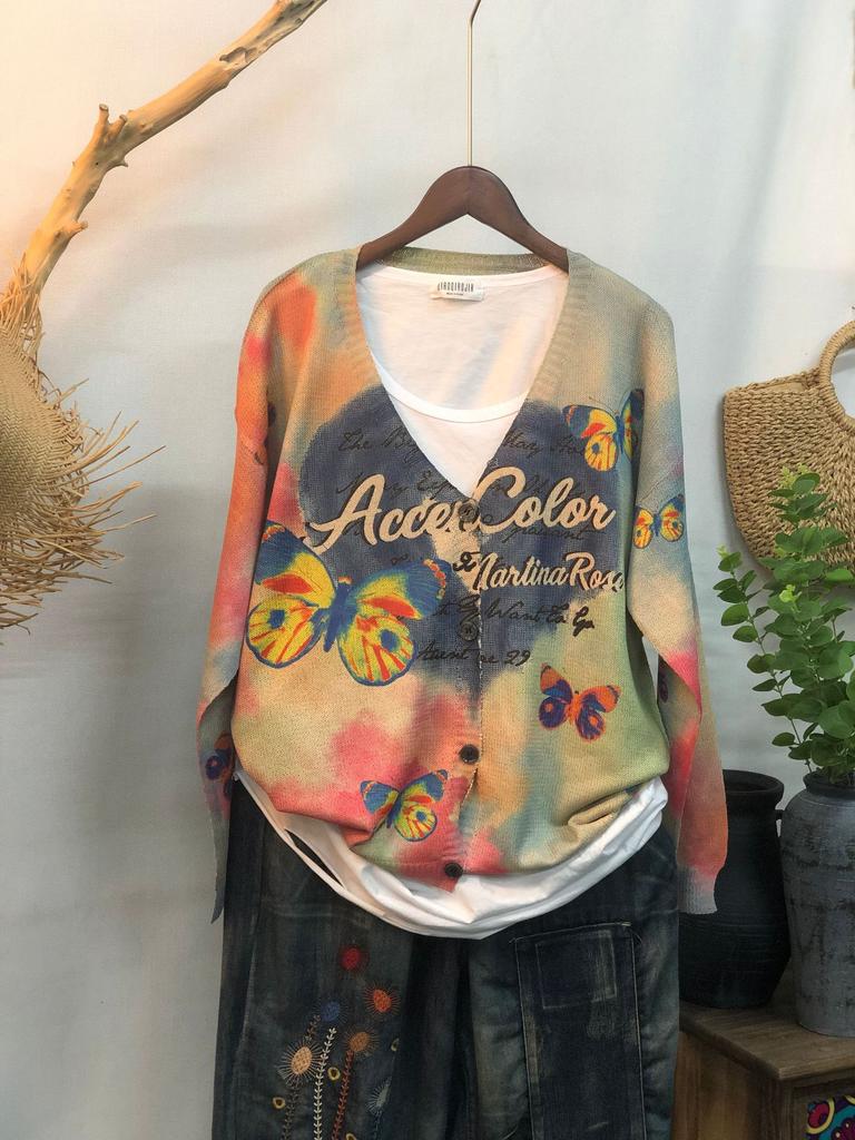 Factory new autumn and winter cute printed imitation mink velvet jacket women's Korean version loose lazy sweater
