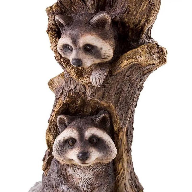 Resin Raccoon Birdbath Polyresin Antique Garden Bird Bath For Home Garden Yard Garden Decoration Outdoor Gardening Yard Decor