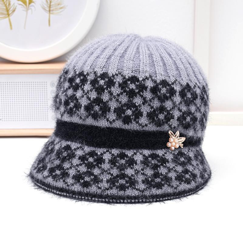 

Зимние новые женские шляпы, флисовые теплые шерстяные вязаные шапки, шляпы с козырьком с широкими полями для пожилых женщин Elastic and Velvet