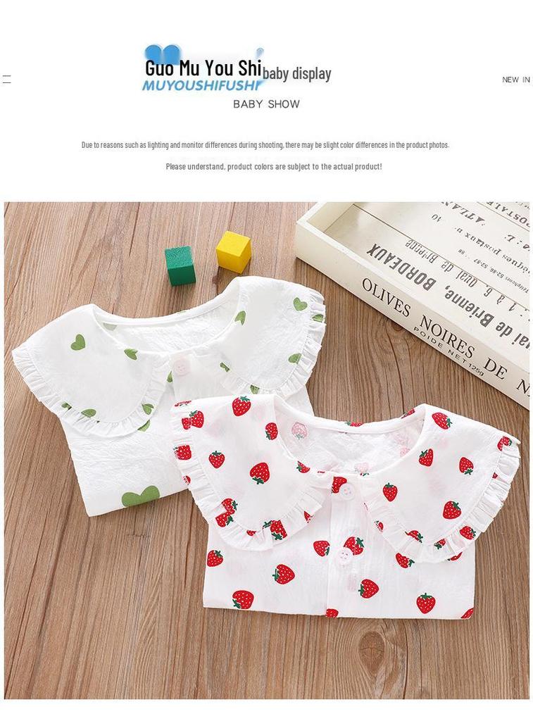 Children's Long Sleeve Cotton Lace Lapel Shirt - Spring/Autumn Korean Style for Girls