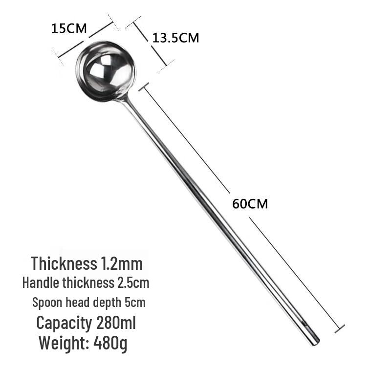 Miao Yue 304 Stainless Steel Long Handle Stir-Fry & Soup Ladle