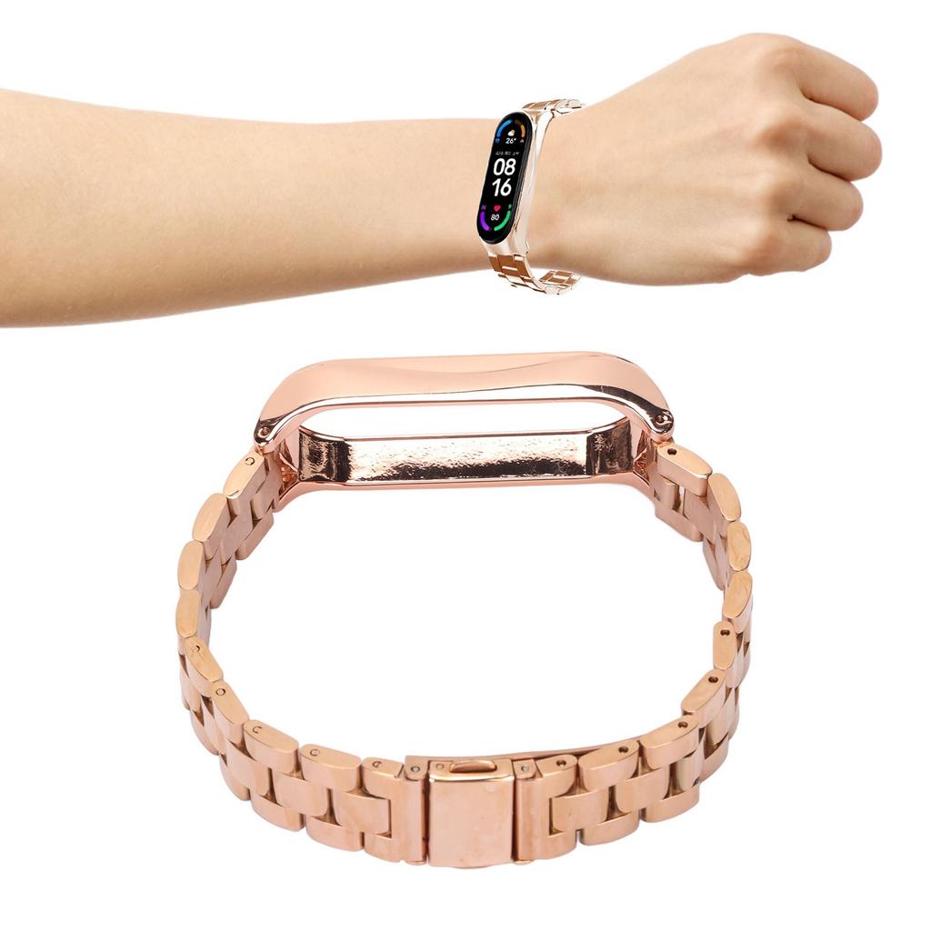 Smartwatch Wrist Band Strap Stainless Steel Anti Lost with Double Folding Buckle for Band 6