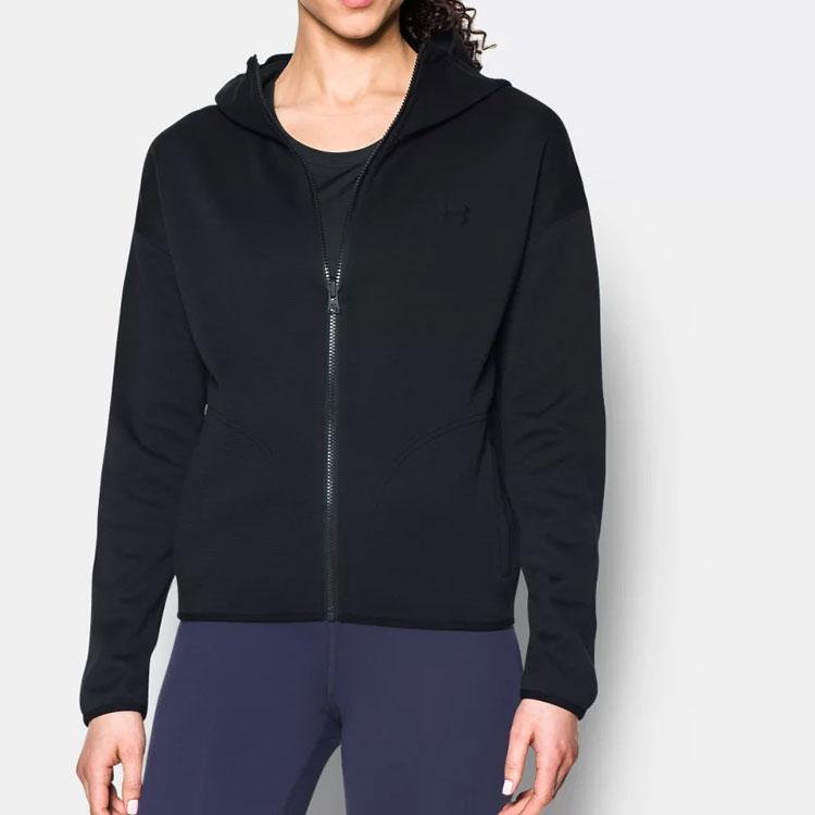 Under Armour Solid Color Waterproof Windproof Sports Training Hooded Jacket Women Jackets Black 1290202-001