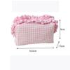 Cute High-Value Makeup Bag Case Fresh Grid Lace Pencil Case Portable Large Capacity Toiletry Cosmetic Bag Student Storage Pouch