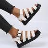 Large size platform sandals women's style one-word belt buckle sandals