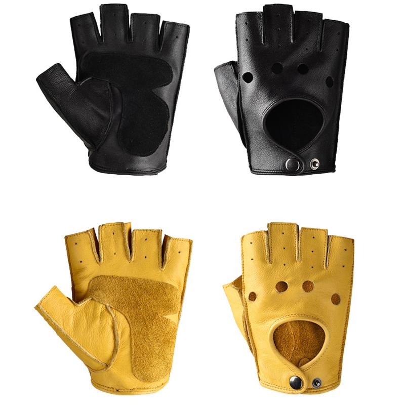 Unisex Half-Finger Gloves Artificial Leather Cool Punk Hip-Hop Driving Motorcycle Performance Party Men Women Mittens