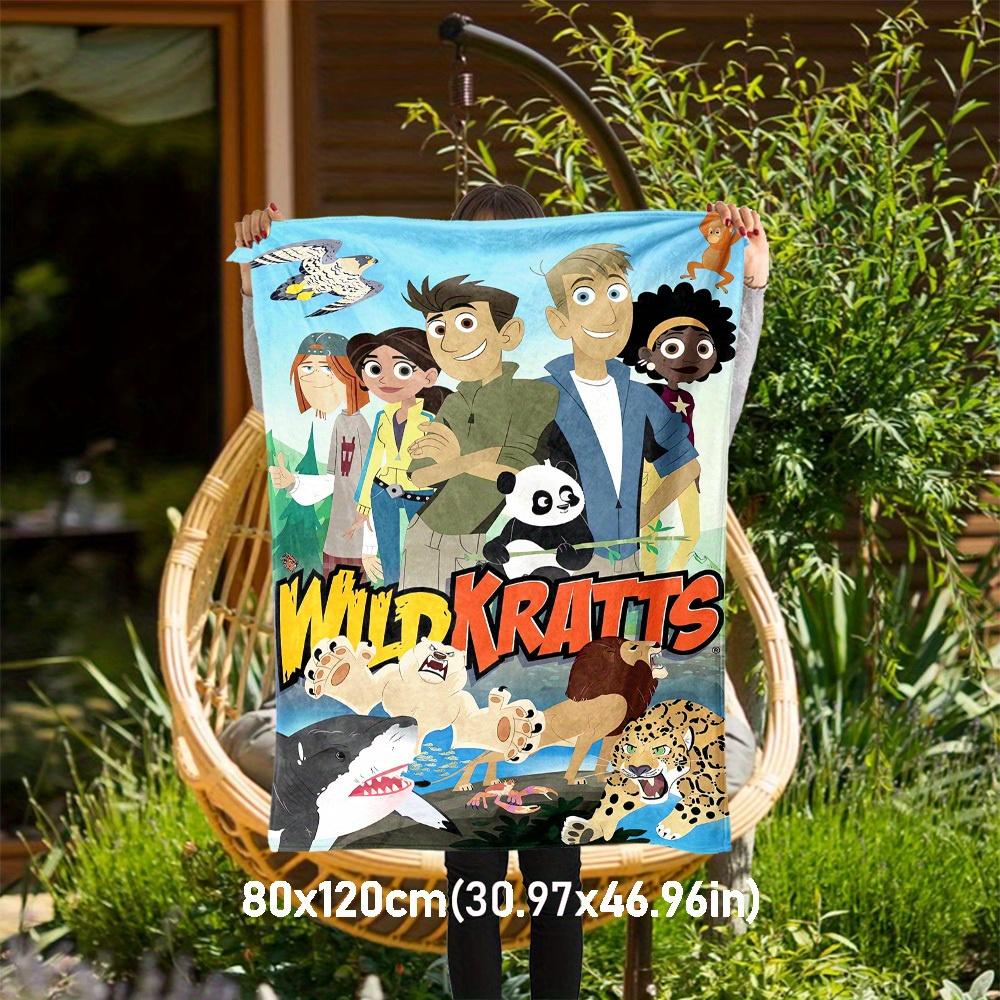 1pc Wild Kratts, Animal Adventure Theme Design Flannel Blanket - 3D Printed Soft Warm, All-Season Lightweight Throw for Camping Travel Bed-080741 80x120cm