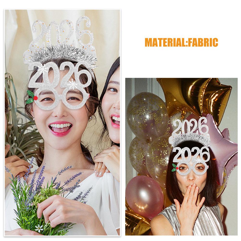2026 New Year Headband Set 4 Piece Glitter Number Hair Hoops for Party Photo Props Holiday Celebration