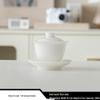 Premium White Porcelain Yangzhi Jade Kung Fu Tea Set with Three-Talent Lid Bowl, Gong Dao Bei, Tea Sea, and Customizable Tea Cups.