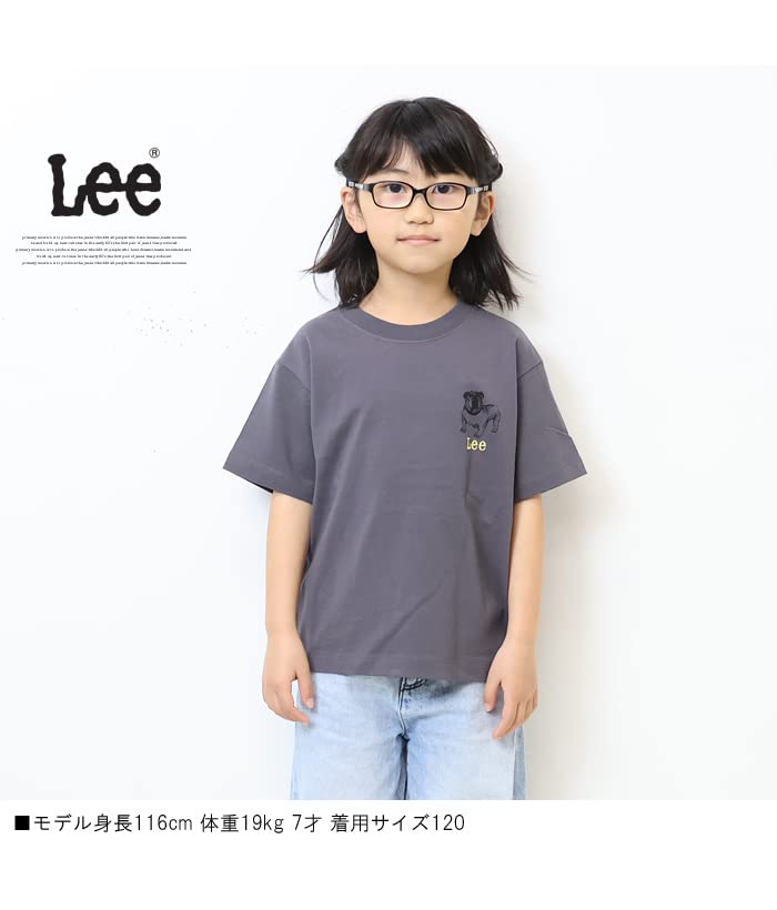 Lee Official Short Sleeve Bulldog Print for Size 130 T-Shirt Kids, LK0808-276, Charcoal,