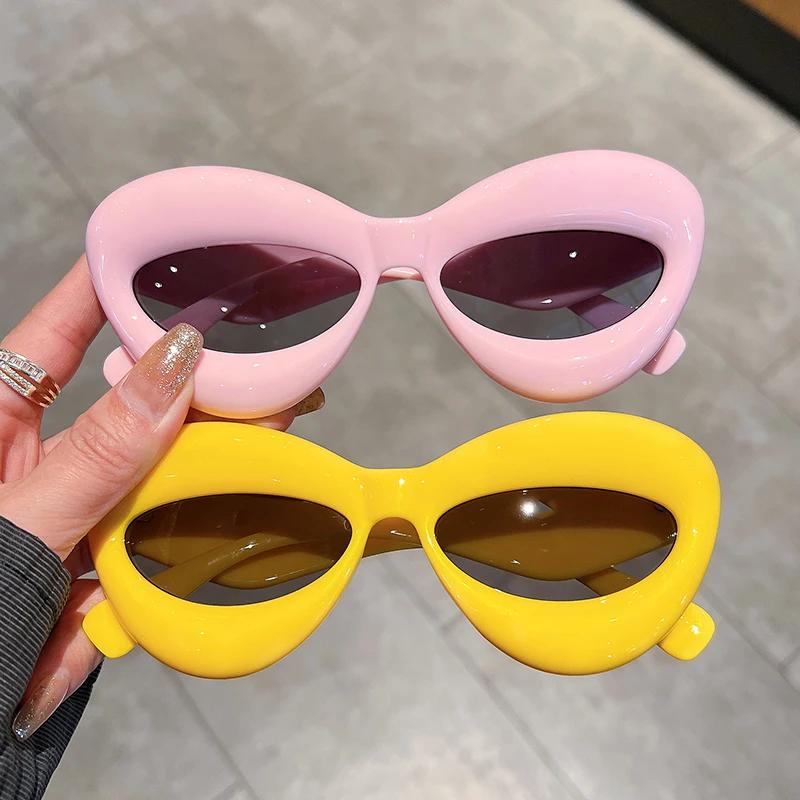 New Funny Sunglasses Women Cat Eye Thick Inflated Frame UV400 Protection Cute Sun Glasses Fashion Brand Design Gafas