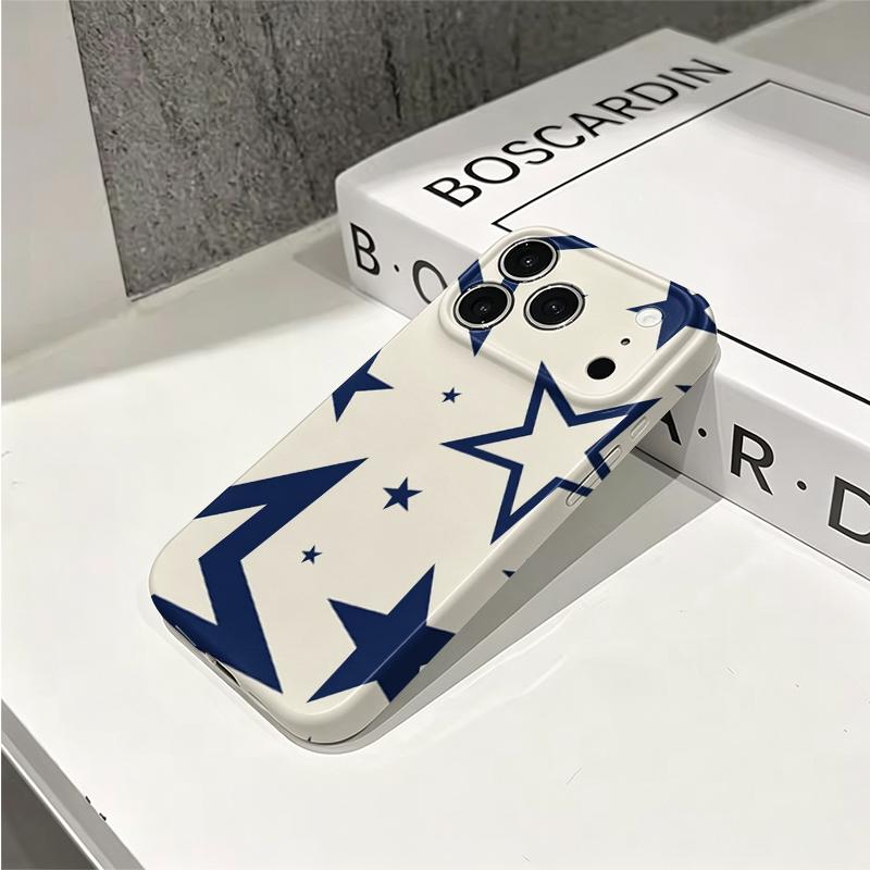 Abstract Navy Oversized Star Modern Geometric Art Protective Shockproof Film Aesthetic Bumper Phone Case Cover For iPhone 14 15 16 Pro Max Plus