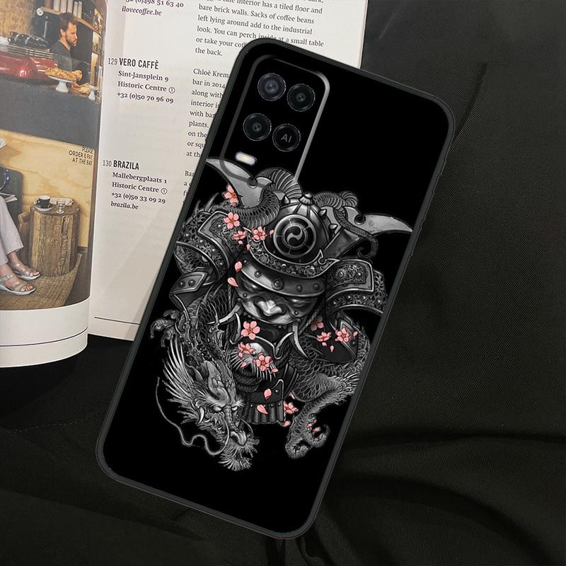 Samurai Oni Mask For Oppo A38 A18 A58 A78 A98 A79 A40 A60 A80 A16 A76 A96 A15 A74 A94 A54 A77 A17 Phone Case
