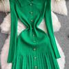 Autumn Winter Women Brand Designer Runway Party Dresses Full Sleeve Knitted Sweater Long Midi Pullover Fishtail Dress