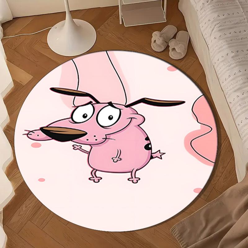 Cowardly Dog Cartoon Round Rug for Livingroom,Bedroom, Palyroom, Chair Rug, Area rug, Circle Carpet, Large Size Fan Christmas gift