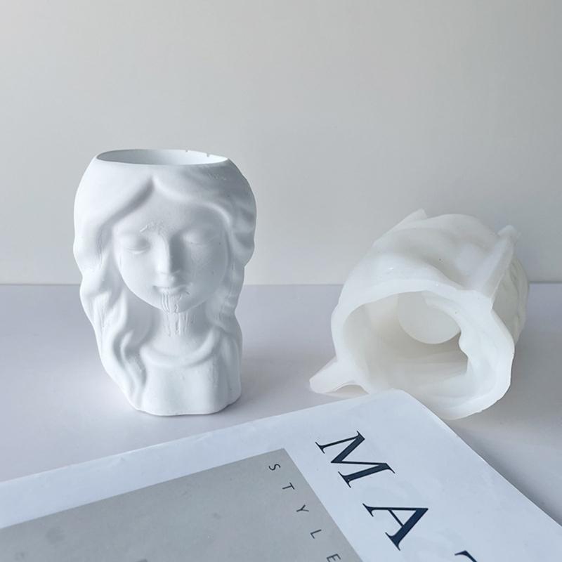 Girls Pen Holder Flower Pot Silicone Molds Epoxy Resin Mold DIY Crafts Plaster Mold for DIY Dried Flower Resin Decors
