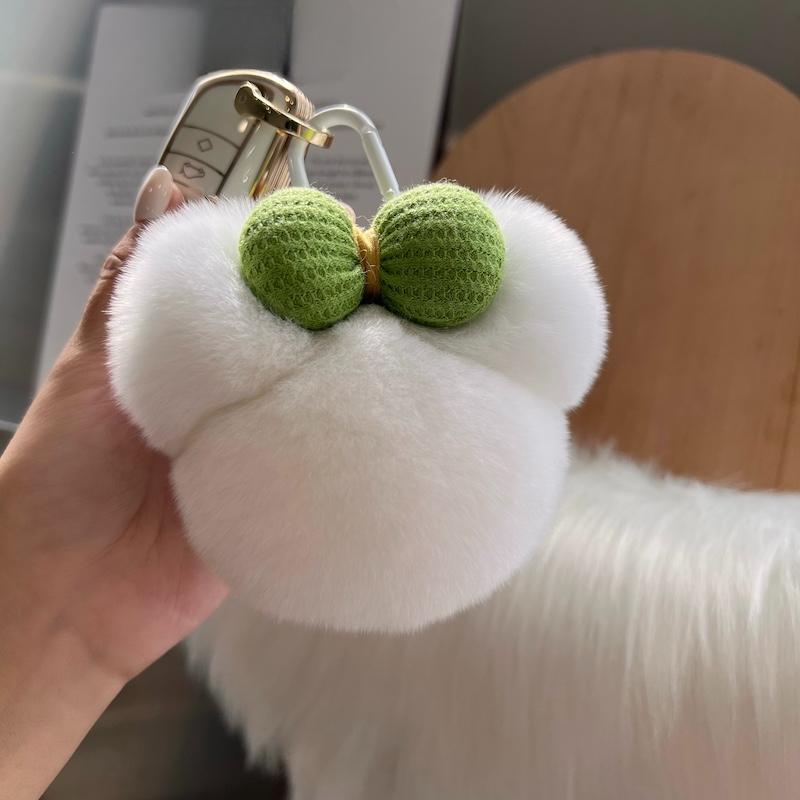 

Милый брелок-подвеска для автомобиля из кроличьего меха Рекс, плюшевая кукла, кукла, подвеска для сумки-книги в виде красной панды, подарок белый