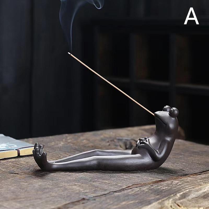

Frog Palm Incense Stick Holder Ceramic Insence Burner Ash Catcher For Aromatherapy/Yoga/Meditation/Home Living Room Officedecor