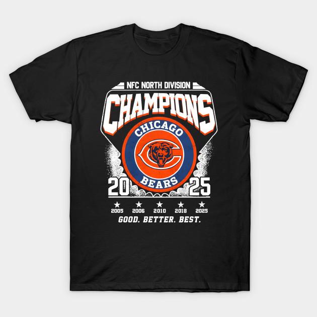 

Men Black Print T-shirt Chicago Bears 2025 Nfc North Champions Division 2025 No-Cut Transfer Paper Print Cotton Tshirt 2XL чорний