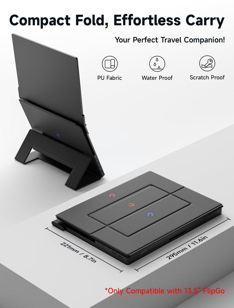 JSAUX FlipGo Pro Faux Leather Stand for Portable Compact and the Perfect Travel Companion for FlipGo Only Compatible with 13.5 ``Magnetic Monitor,