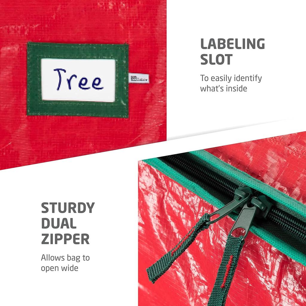 Storage Bag for 9 Ft Artificial Christmas Trees - Plastic, Waterproof - Strong Handles, Labeling Card Slot