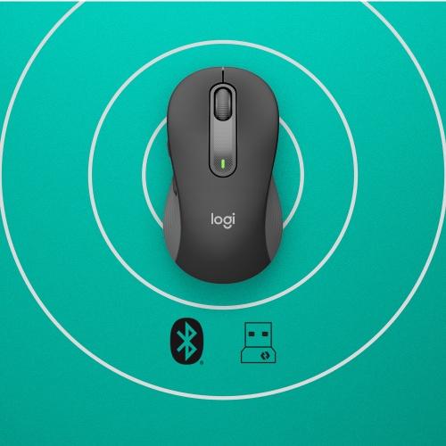 Logitech Signature M650 Wireless Mouse RF Wireless+Bluetooth Optical 4000 DPI, Graphite