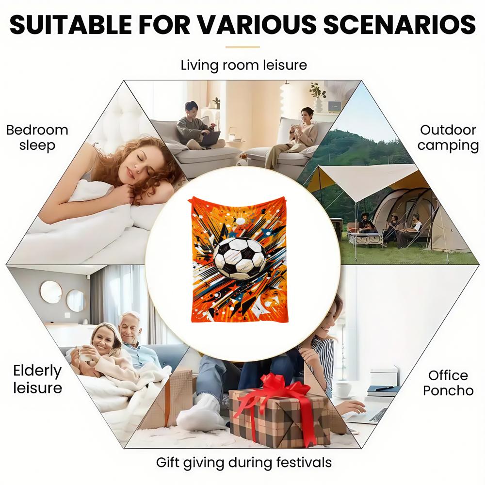 Vibrant Soccer Print thin Flannel Blanket for Bedroom,Living Rooms,Sofas Blankets,Lunch Breaks,blankets fluffy