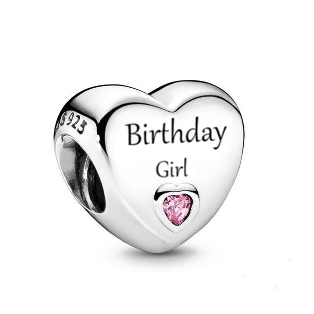925 Silber Europa Alles Gute zum Geburtstag Luftballon Charm Perlenkette Digitaler Anhänger Damen Schmuck Geschenk Fit Original Armband