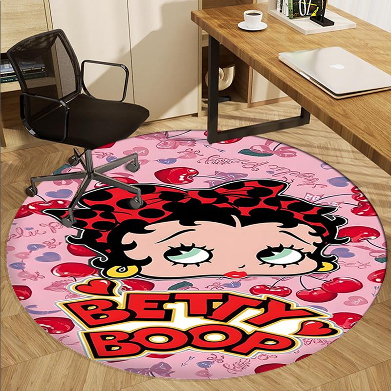 Betty Boop Pattern Round Rug, Indoor/Outdoor Mat, for Picnic, Gameroom, Bedroom, Office, Living Room, Home Decor Carpet, Birthday Gift