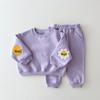 Sonnenblumen-Smiley-Sweatshirt-Set für Babys und Kleinkinder – Koreanischer Frühling/Herbst, Unisex, zweiteilig