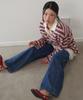 OPENING SUNSHINE Button Detail Striped Rugby Long Sleeve T-Shirt Pink