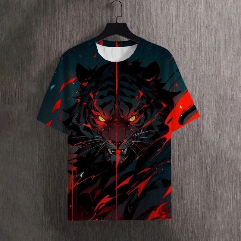 Men s T-Shirts Summer Animal Tiger Pattern 3D Print Tops Tees Women Streetwear Fashion Oversized T Shirt Men Clothing S