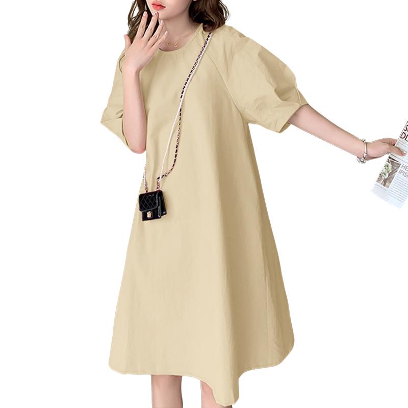 

ZANZEA Women Casual Round Neck Solid Color Loose Short Sleeve Dress