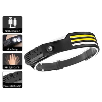 Sensörlü Cob Led Kafa Lambası Çok Fonksiyonlu Dış Mekan Bisiklet USB Şarjlı El Feneri Kafa Bandı Lamba