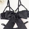 Yimunancy Satin Solid Sexy Lingerie Set Women 2-Piece Bra + Brief Underwear Set Erotic Intimates