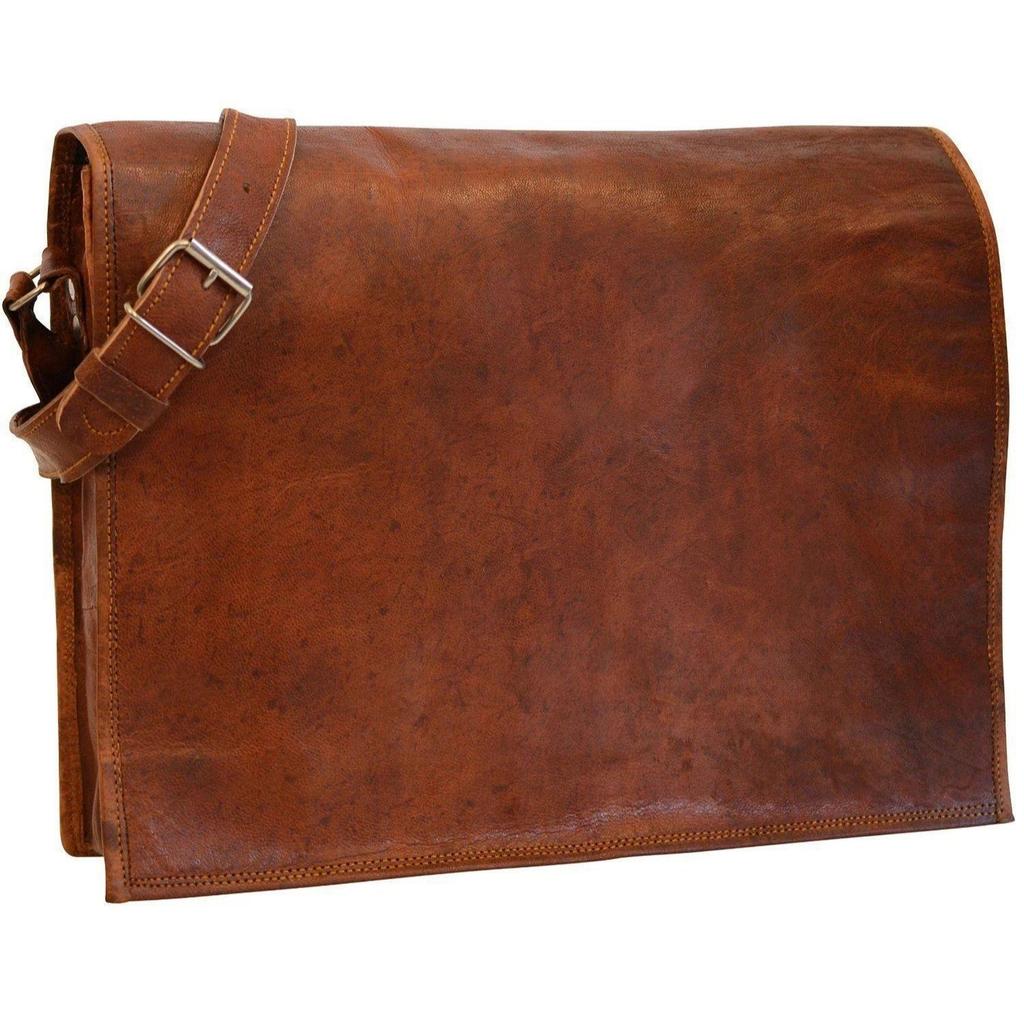 Sac Messenger en Cuir Véritable Vintage pour Homme Sac à Bandoulière pour Ordinateur Portable Mallette
