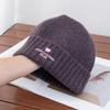 Mignon visage d'ours petit bonnet tricoté pour femme hiver polyvalent broderie faciale bonnet en laine protection des oreilles bonnet chaud froid
