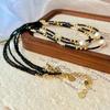 Vintage Natural Freshwater Baroque Pearl Pendant Temperament Simple Artificial Spinel Collarbone Chain Necklace
