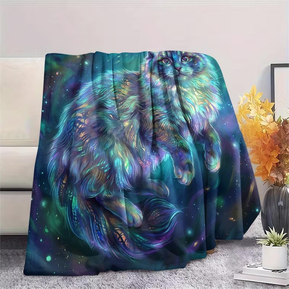 Blue green puppy goat Print Flannel Blanket,High quality Comfortable for All Seasons,Home Decor,Warmth and Comfort,Perfect for Christmas Gifts