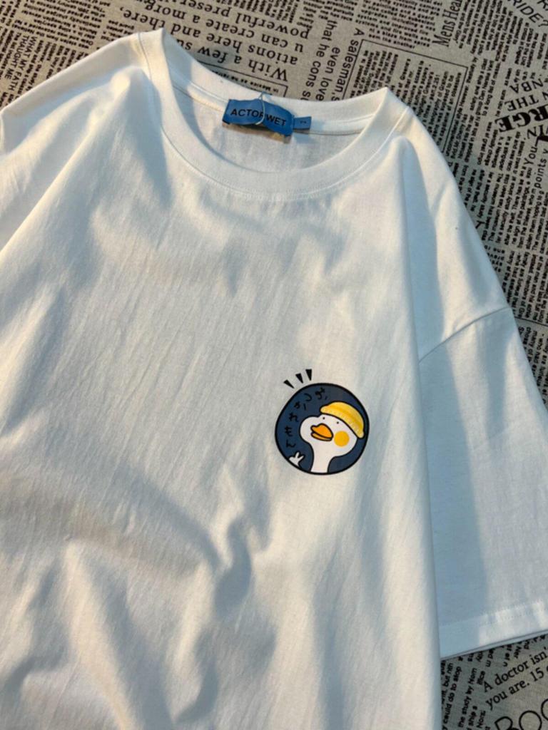 American Retro Unisex Cotton T-Shirt, Plus Size, Trendy Loose Fit, Versatile for Couples