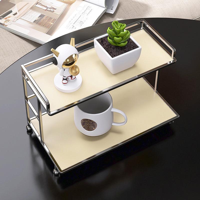 Metal Desktop Layered Storage Rack, Double-Layer Desk Rack, Water Cup And Coffee Cup Storage Rack, Cosmetics Storage Rack