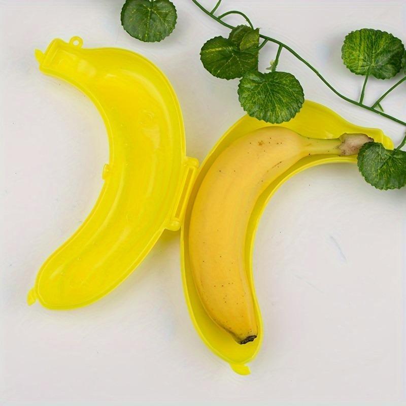 2pcs Durable Plastic Banana Keeper Box - Portable Reusable Fruit Storage Case with Clip-On Lid for Travel & Outdoor Use