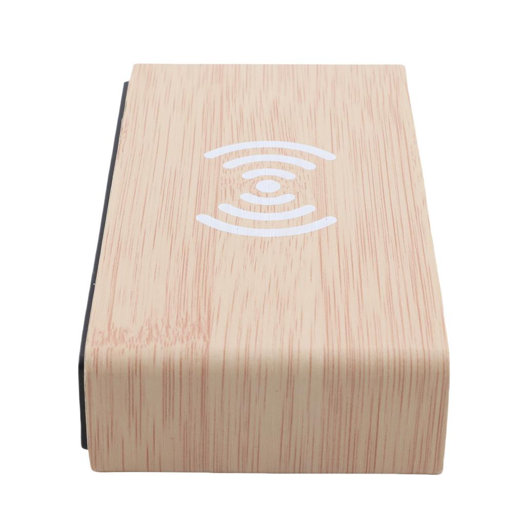 Wooden Digital Alarm Clock with Wireless Charging 3 Level Dimmer Wood LED Digital Clock