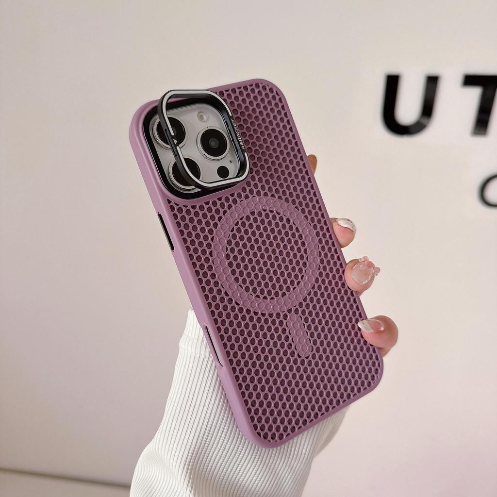 Honeycomb Heat Dissipation Magnetic Case for iPhone 16 Pro Max, Compatible with Apple 15 Lens and 14 Mesh Stand
