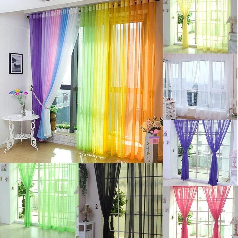 Heart Balloon Tulle Voile Door Window Panel Sheer valance curtains Blue 1x2M
