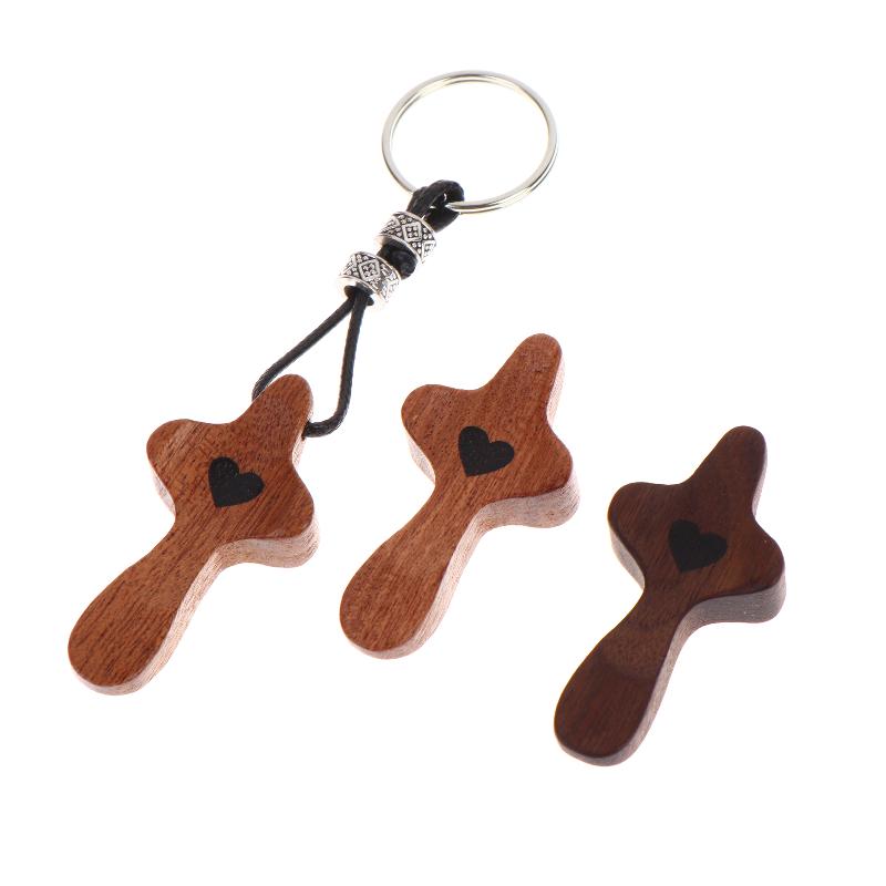 1/3Pcs Wooden Crosses Toys Mini Pocket Crosses Keychain Palm Crucifix Finger Toy For Adults Kids Prayer And Faith Gifts