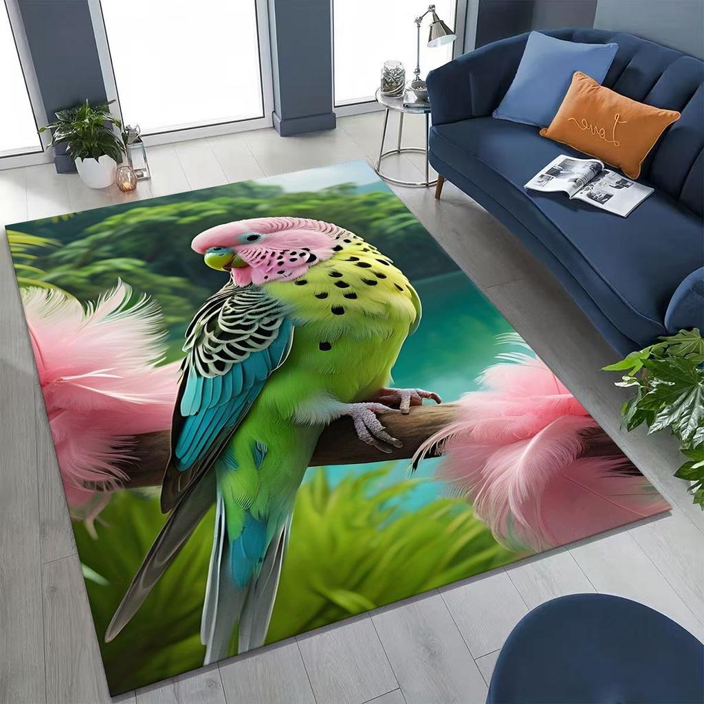 Colorful Tropical Parrot Macaw Natural Birds Art Rug for Bedroom Living Room Sofa Home Doormat Decor,Large Non-slip Floor Mat